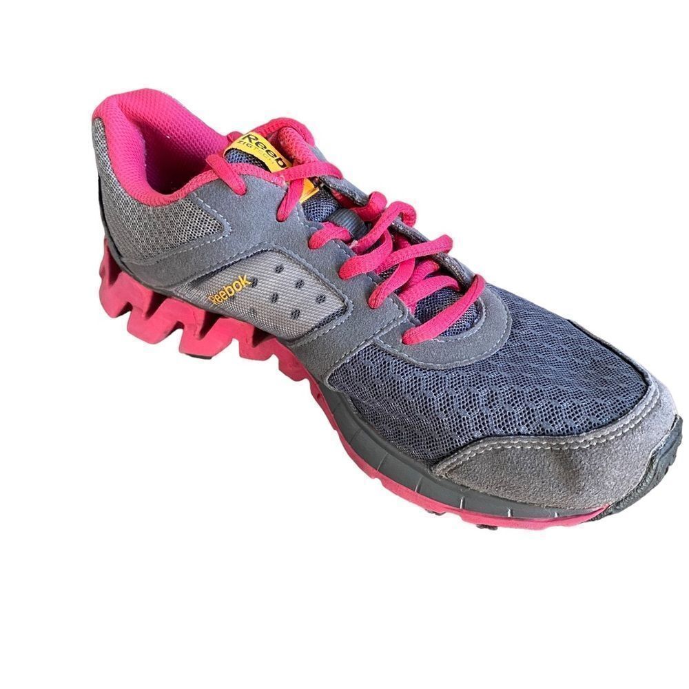 Women's Reebok Zig Tech Gray Pink Sneaker Athletic Shoe Size 6.5
